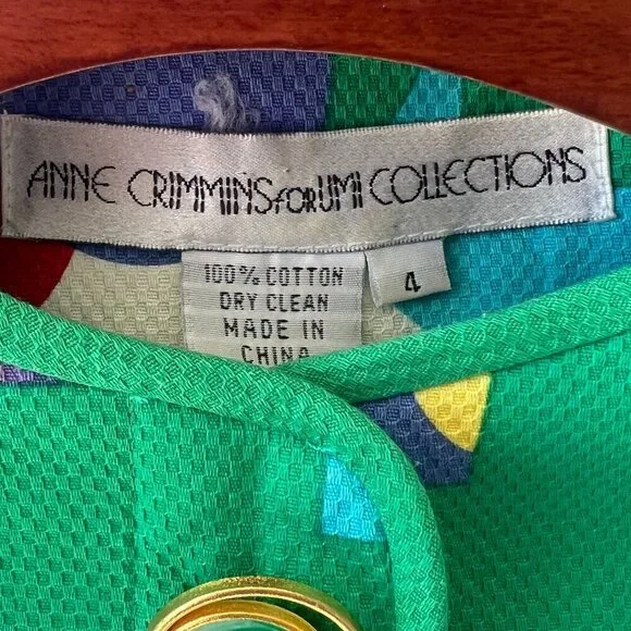 Anne Crimmins Umi Collections Skirt Suit Vintage Multi Color Geometric 4 Spring - Picture 9 of 10
